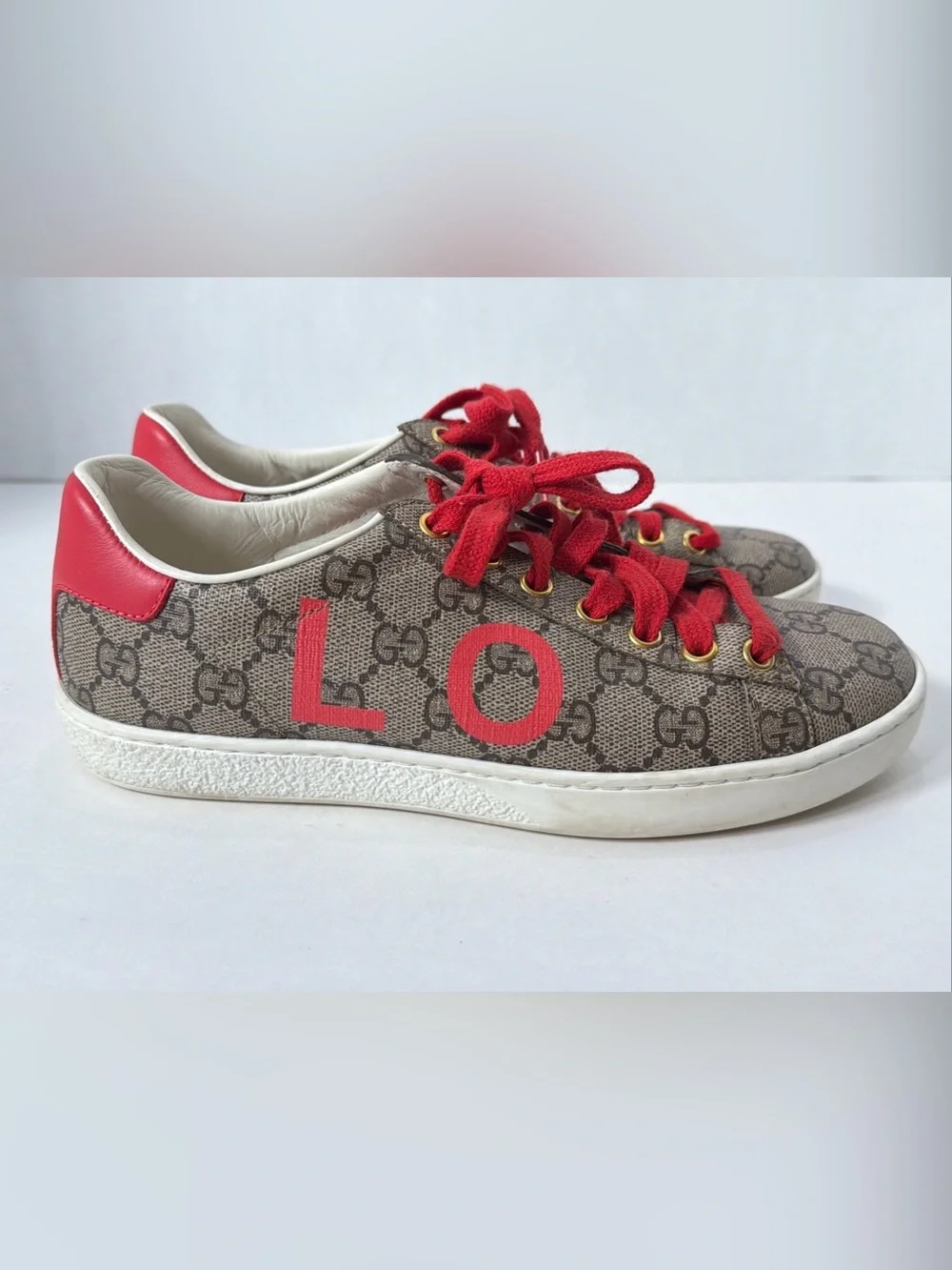 Gucci ACE VALENTINE’S DAY GG CANVAS WOMEN’S SNEAKERS Size EU 35.5 US 5.5-6 VGC - Picture 3 of 15